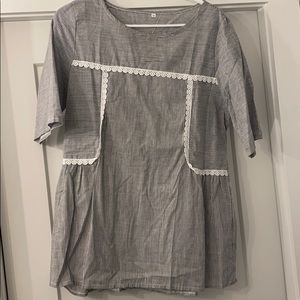 Gray & White Babydoll Style Shirt